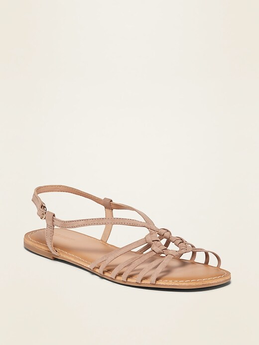 View large product image 1 of 1. Strappy Faux-Suede Sandals
