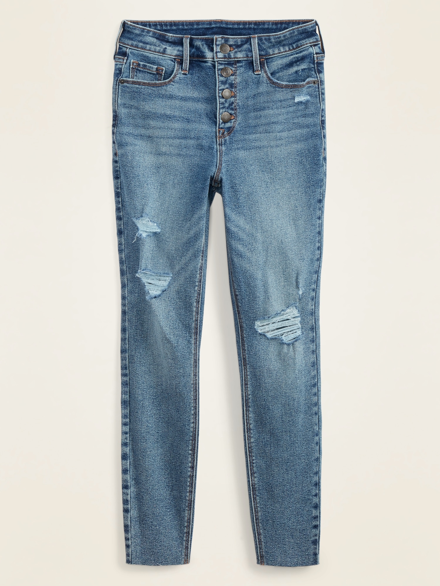 high waisted button fly jeans
