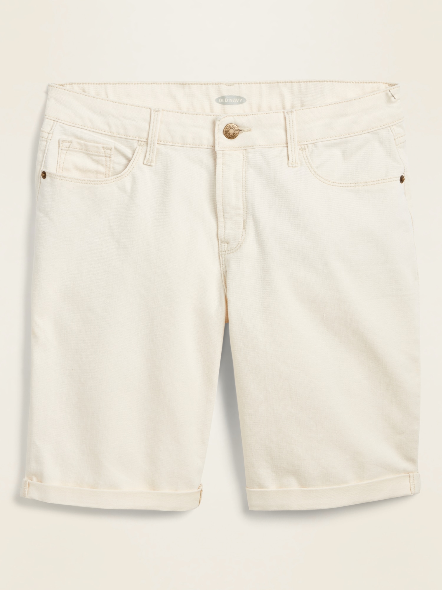 Mid-Rise Off-White Bermuda Jean Shorts for Women -- 9-inch inseam | Old ...
