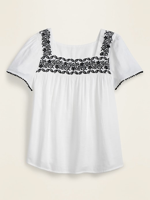 View large product image 1 of 1. Embroidered-Yoke Square-Neck Top for Women