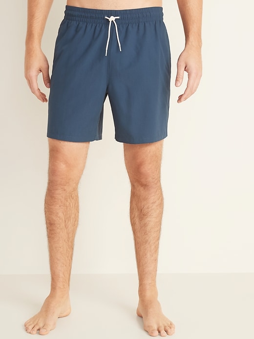 View large product image 1 of 2. Solid-Color Swim Trunks -- 6-inch inseam
