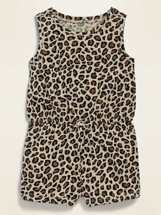 View large product image 1 of 1. Sleeveless Printed Jersey Romper for Baby