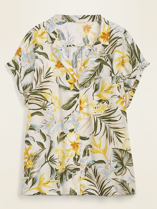 View large product image 1 of 1. Floral-Print No-Peek Plus-Size Resort Shirt