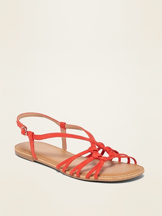 Image number 1 showing, Strappy Faux-Suede Sandals
