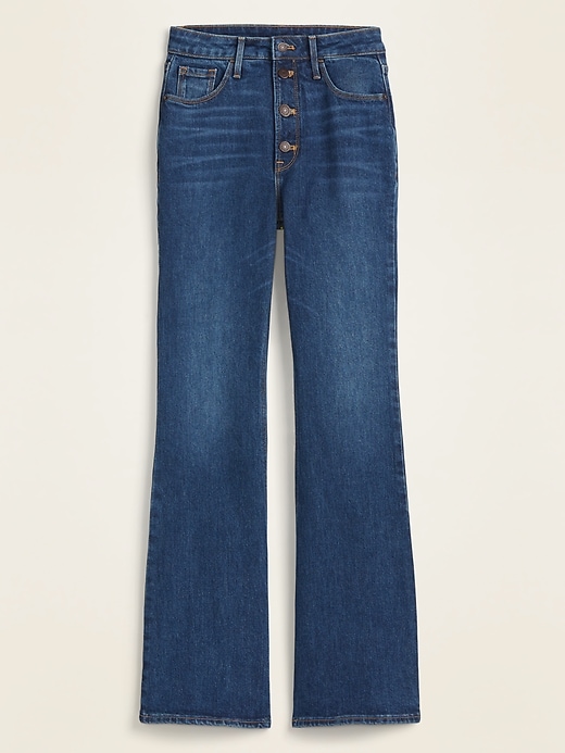 View large product image 1 of 1. Extra High-Waisted Button-Fly Flare Jeans for Women