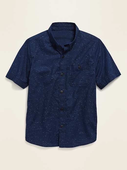 View large product image 1 of 1. Built-In Flex Indigo Poplin Short-Sleeve Shirt For Boys