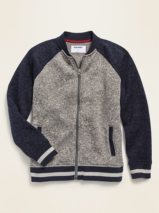 View large product image 1 of 1. Color-Blocked Sweater-Fleece Bomber Jacket For Boys