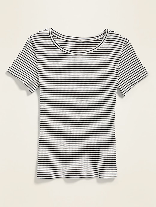 View large product image 2 of 2. Slim-Fit Striped Rib-Knit T-Shirt for Women