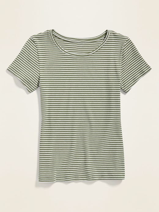 Slim-Fit Striped Rib-Knit T-Shirt for Women