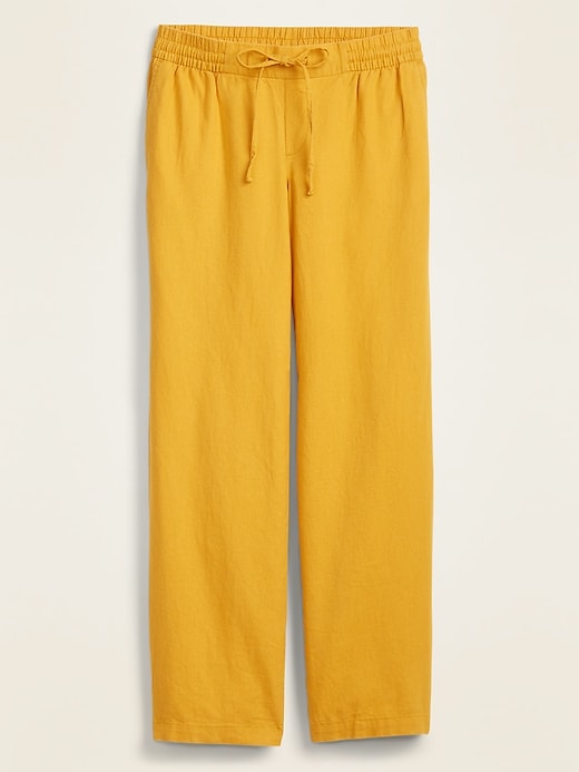 View large product image 2 of 2. Mid-Rise Wide-Leg Linen-Blend Pull-On Pants