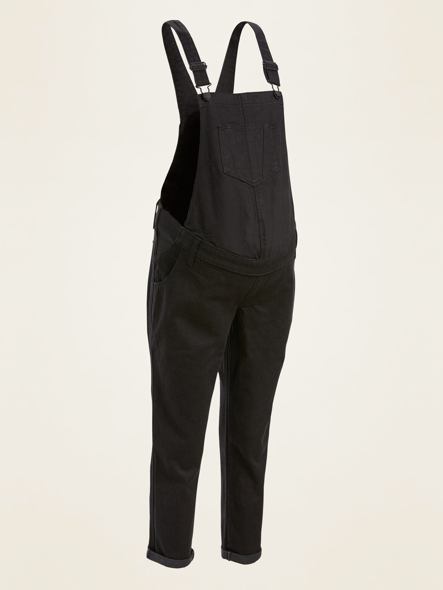 Maternity SidePanel Boyfriend Black Jean Overalls Old Navy