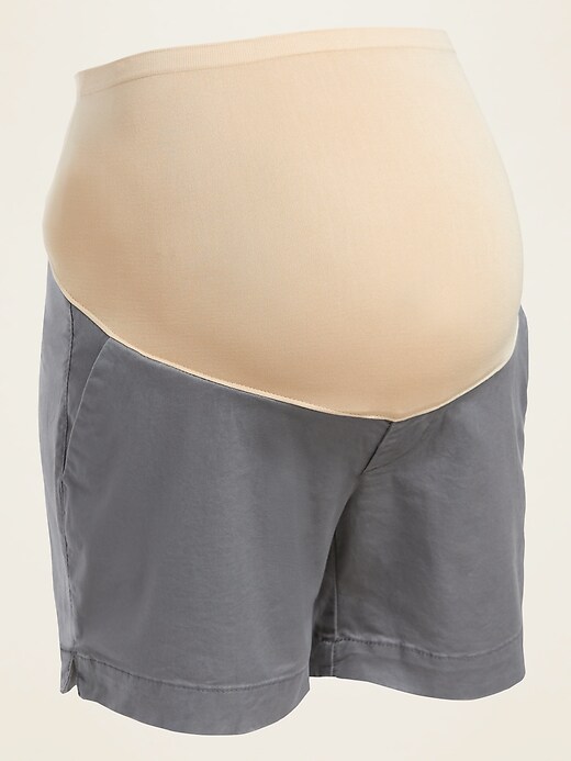 View large product image 1 of 1. Maternity Full-Panel Twill Shorts - 5-inch inseam