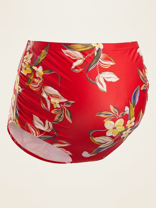 View large product image 1 of 1. Maternity High-Waisted Floral-Print Swim Bottoms