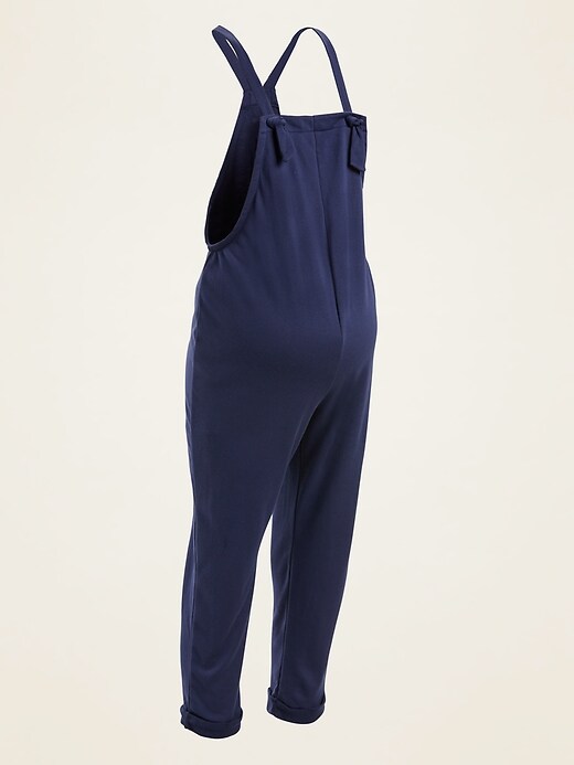 Maternity Knotted-Strap French Terry Overalls | Old Navy