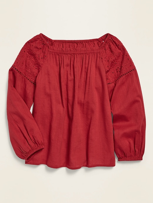 Old Navy Square-Neck Cutwork Top for Girls. 1