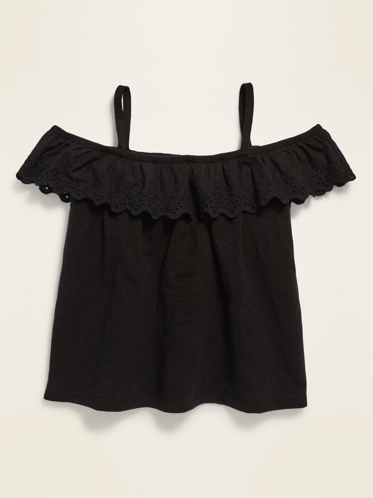 black off the shoulder ruffle top