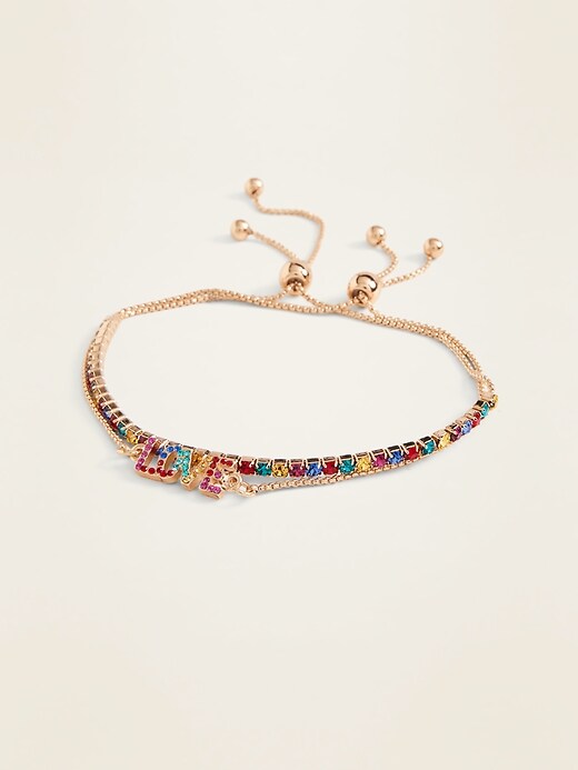 Old Navy Gold-Toned Love Charm Bracelet for Women. 1