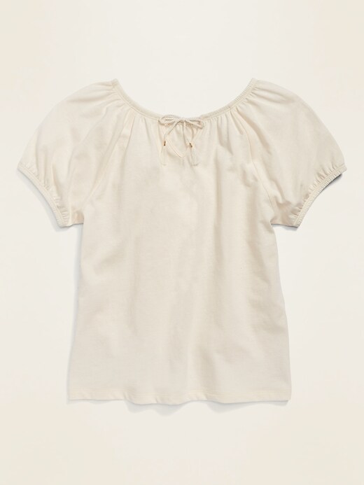 View large product image 1 of 1. Tie-Neck Short-Sleeve Top for Girls