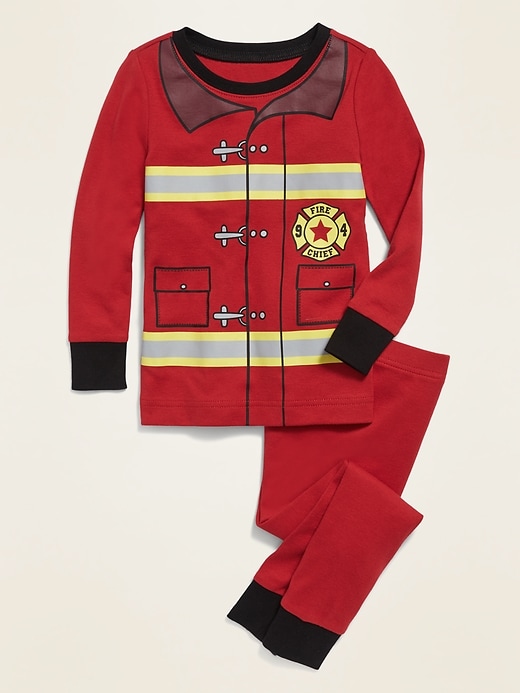 View large product image 1 of 1. Unisex Firefighter Costume Pajama Set for Toddler & Baby