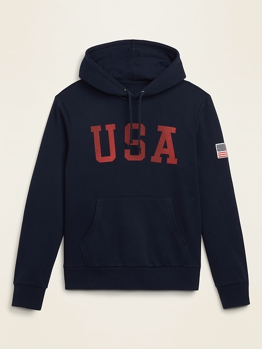 View large product image 1 of 1. USA Graphic Gender-Neutral Pullover Hoodie and Women