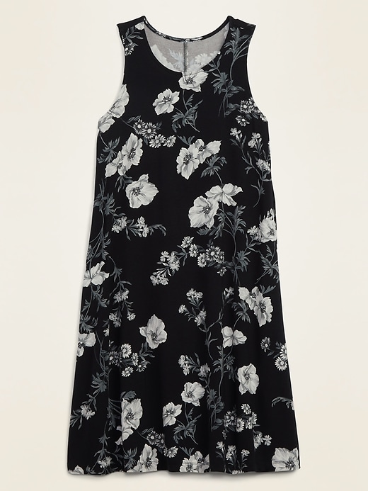 View large product image 1 of 1. Sleeveless Printed Jersey Swing Dress for Women