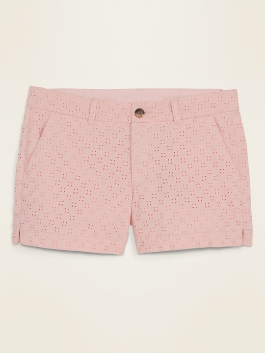 View large product image 1 of 1. Mid-Rise Everyday Eyelet Shorts -- 3.5-inch inseam