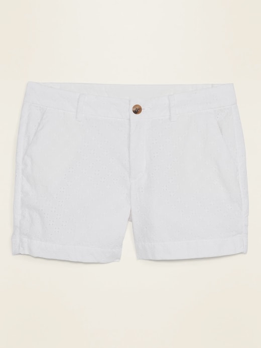 View large product image 1 of 1. Mid-Rise Everyday Eyelet Shorts -- 5-inch inseam