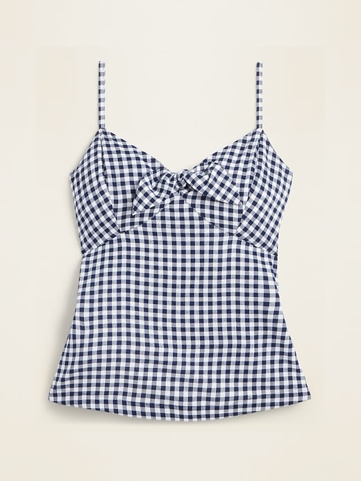 View large product image 2 of 2. Gingham Tie-Front Cami