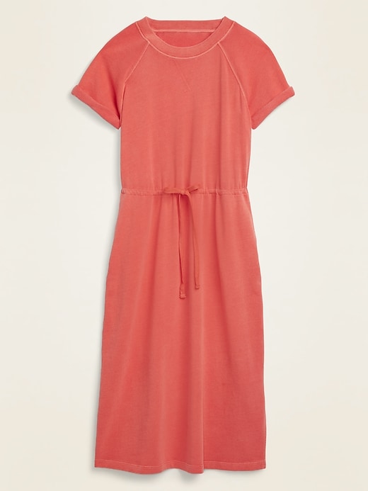 View large product image 2 of 2. Garment-Dyed French Terry Cinch-Tie Midi Dress
