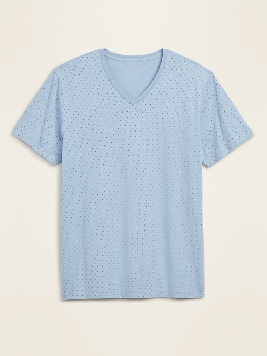 View large product image 1 of 1. Soft-Washed Pindot-Print V-Neck Tee