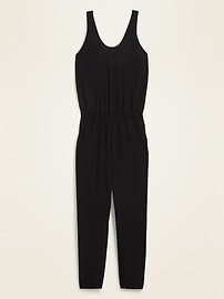 タグ付未使用 NEAU SLEEVELESS JUMPSUITオールインワン 黒 Black Sleeveless Jumpsuit | High-Neck Zip Front & Ruched