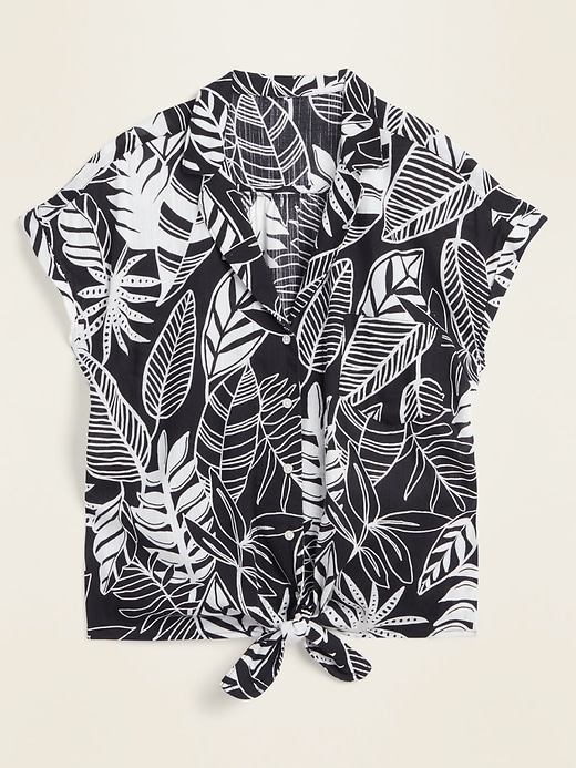 View large product image 1 of 1. Printed Tie-Hem Resort Shirt