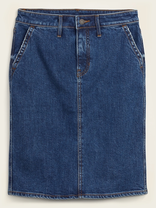 View large product image 1 of 1. High-Waisted Midi Jean Skirt for Women
