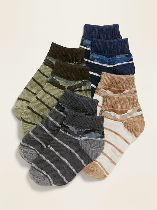 View large product image 1 of 1. Unisex Camo-Print Ankle Socks 4-Pack for Toddler & Baby