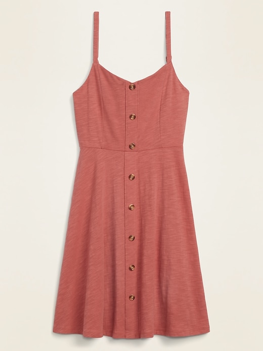 View large product image 1 of 1. Slub-Knit Button-Front Cami Fit & Flare Dress for Women