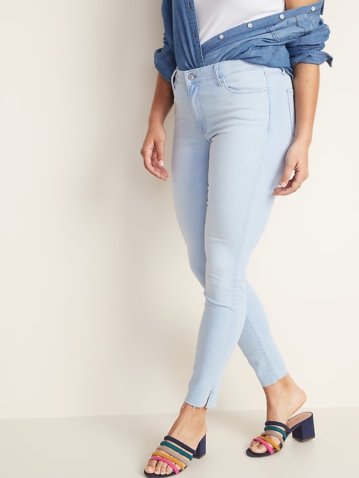 Image number 1 showing, Mid-Rise Built-In Sculpt Raw-Edge Rockstar Jeans for Women
