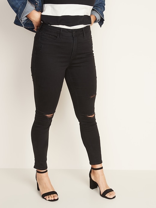 Old Navy High-Waisted Rockstar Super-Skinny Jeans for Women black. 1