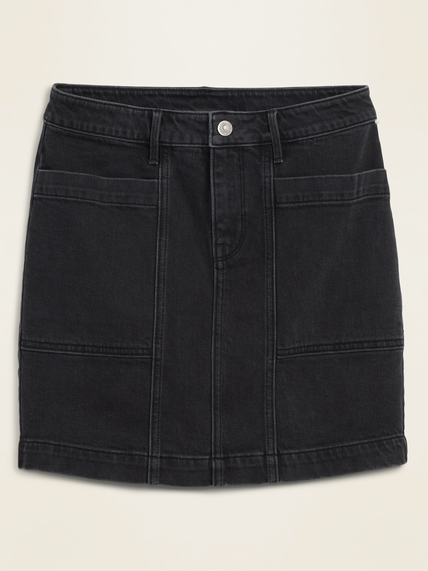 high waisted black jean skirt