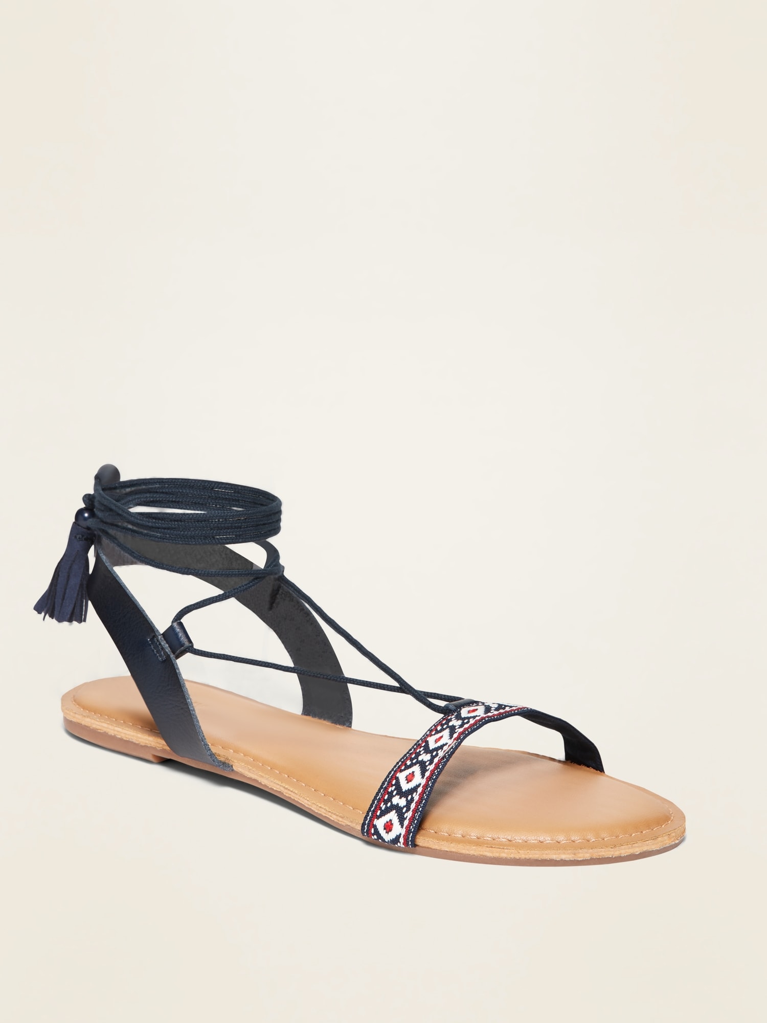 Strappy Textile Lace Up Sandals For Women Old Navy