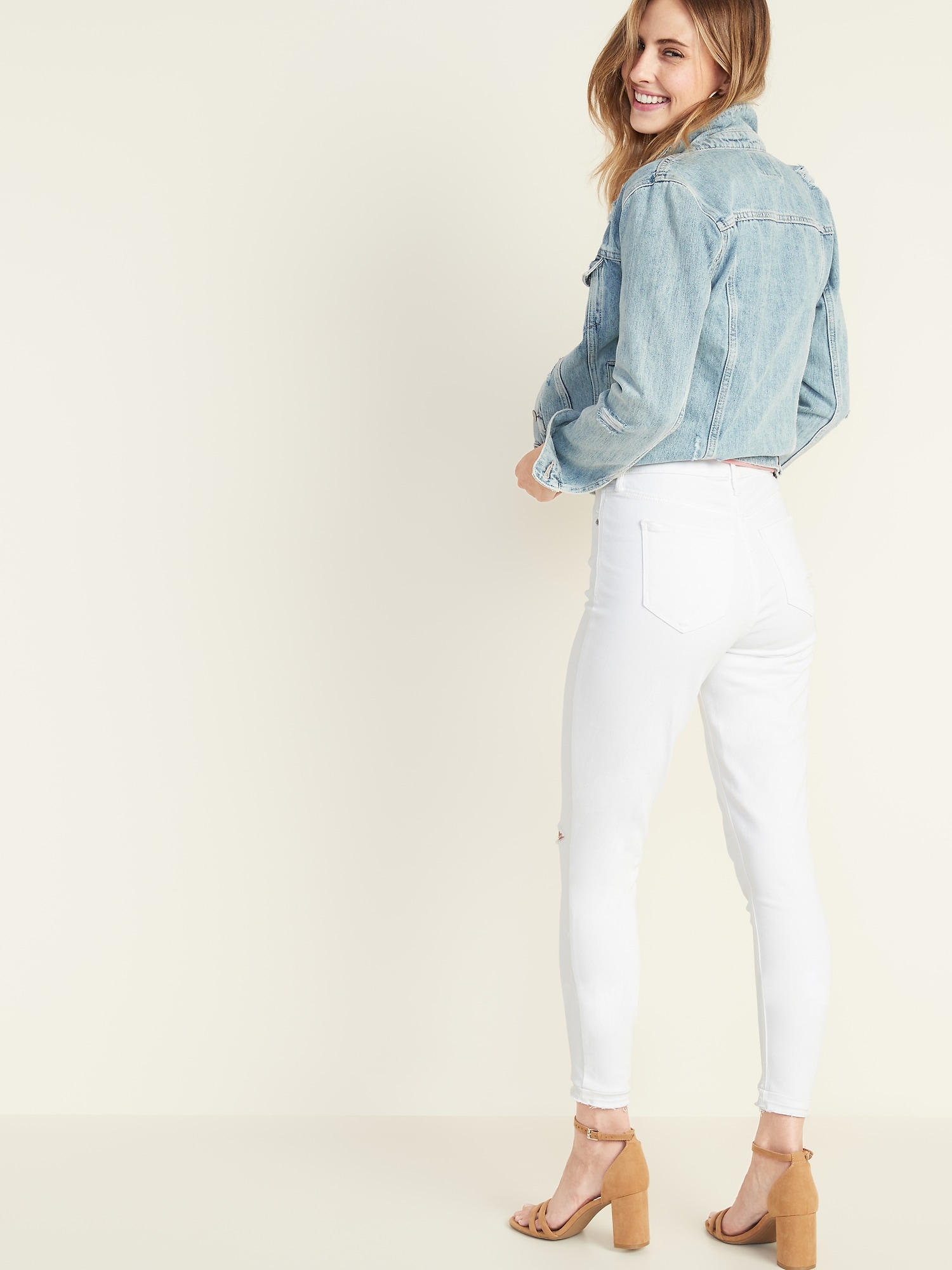 old navy rockstar white skinny jeans