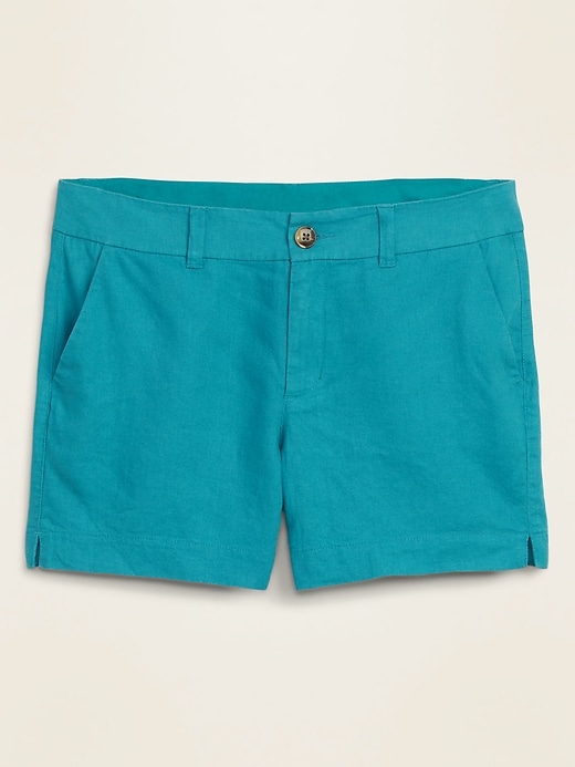 View large product image 1 of 1. Mid-Rise Linen-Blend Everyday Shorts for Women -- 5-inch inseam