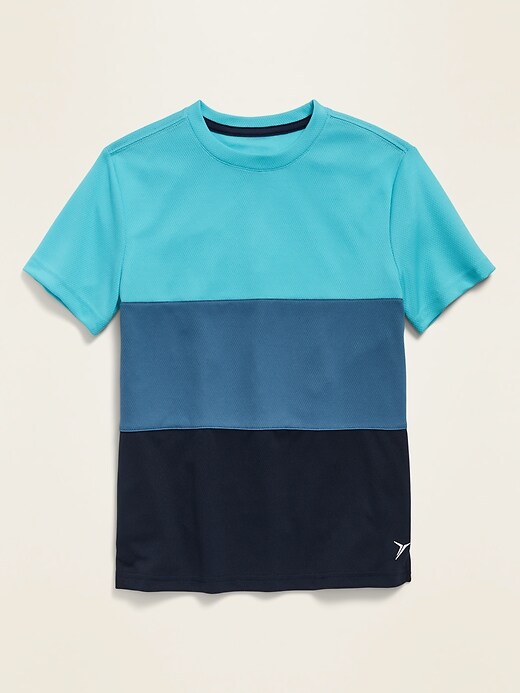 View large product image 1 of 1. Go-Dry Color-Blocked Mesh Performance Tee For Boys