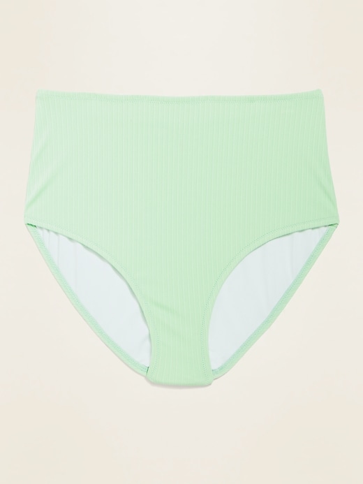 View large product image 1 of 1. High-Waisted Textured-Rib Swim Bottoms