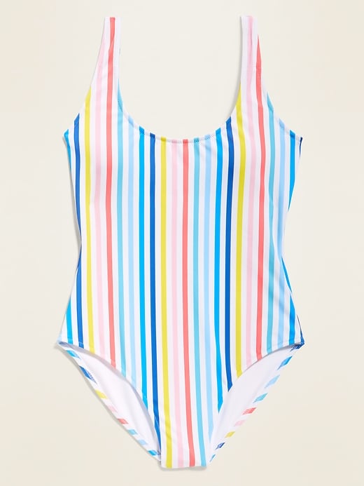 View large product image 1 of 1. Scoop-Neck One-Piece Swimsuit
