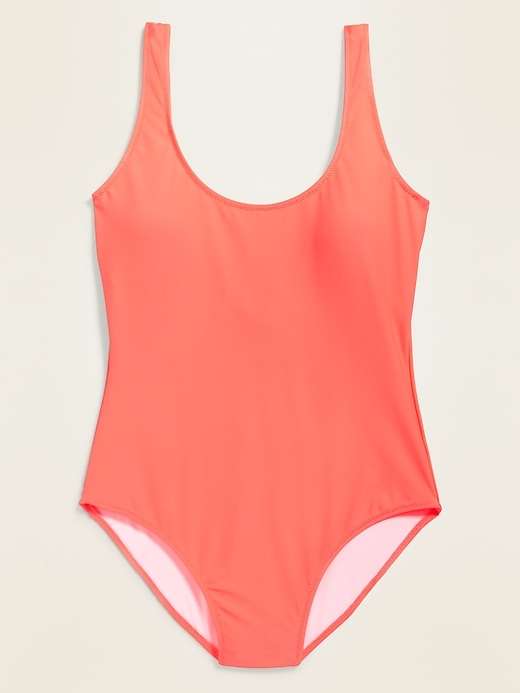 View large product image 1 of 1. Scoop-Neck One-Piece Swimsuit