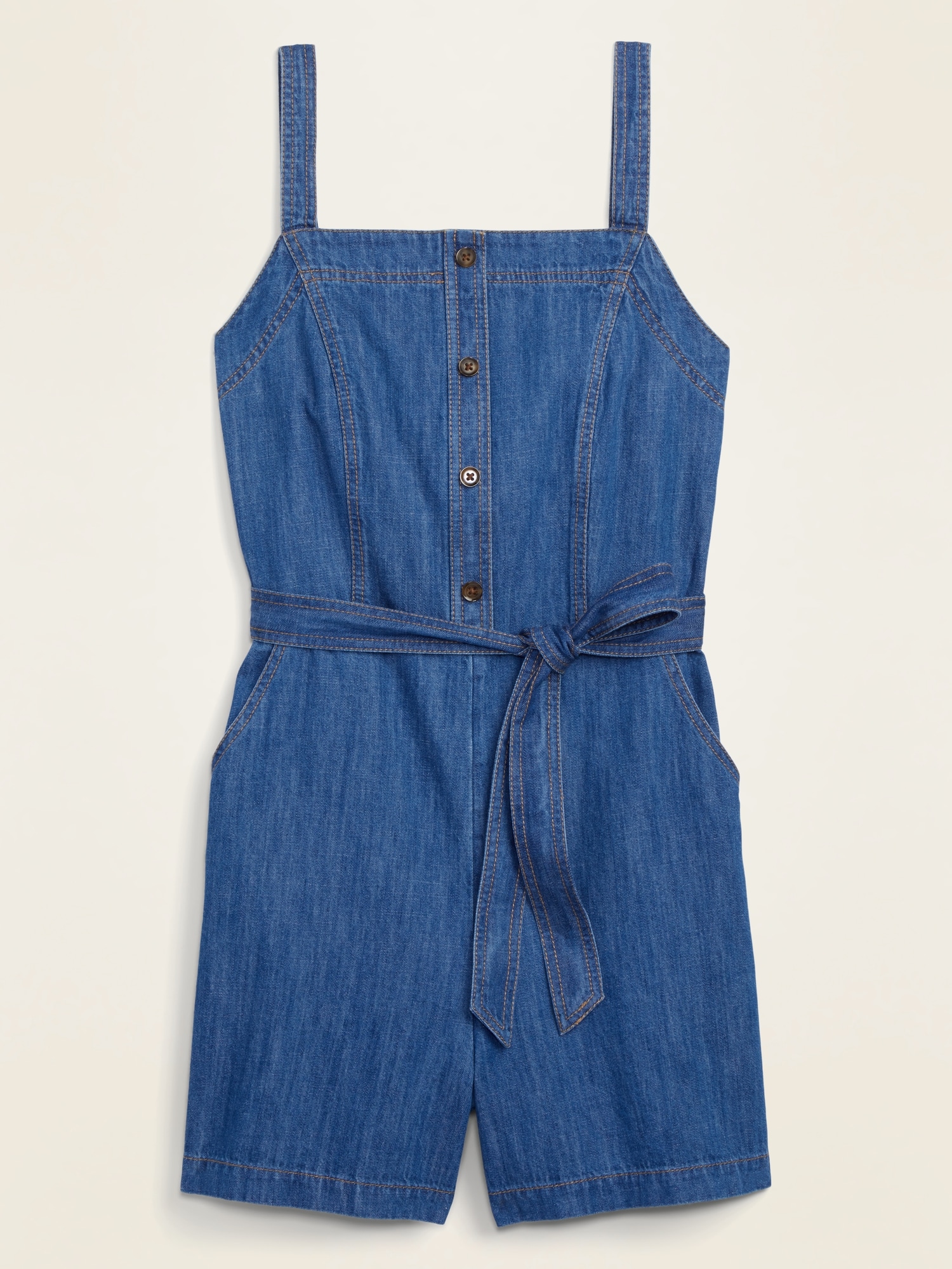 Button-Front Cami Jean Romper for Women | Old Navy