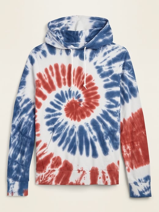 View large product image 1 of 2. Americana Tie-Dyed French Terry Gender-Neutral Pullover Hoodie