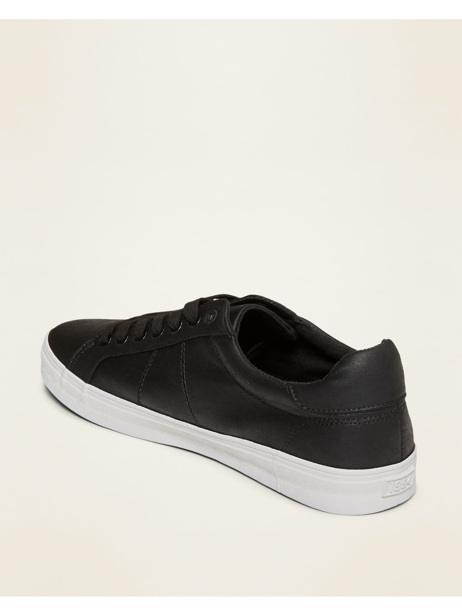 black leather sneakers