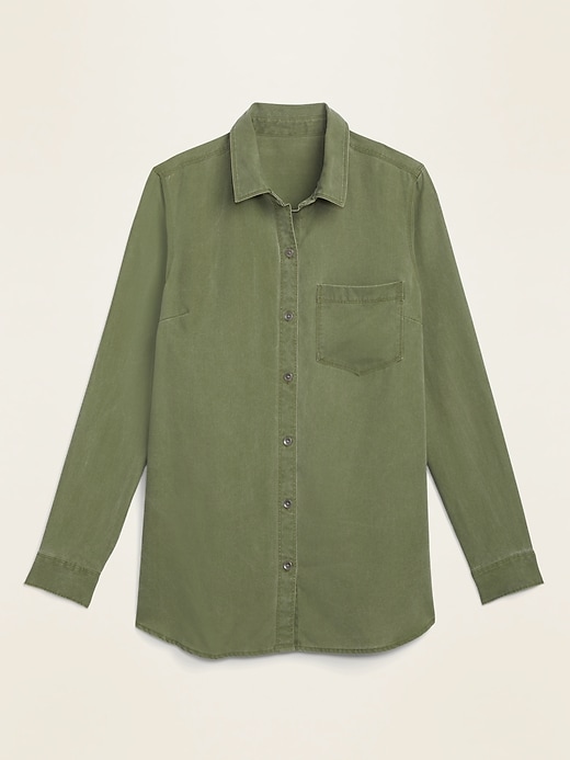 Old Navy Pigment-Dyed Tencel&#174 Long-Sleeve Shirt for Women. 1