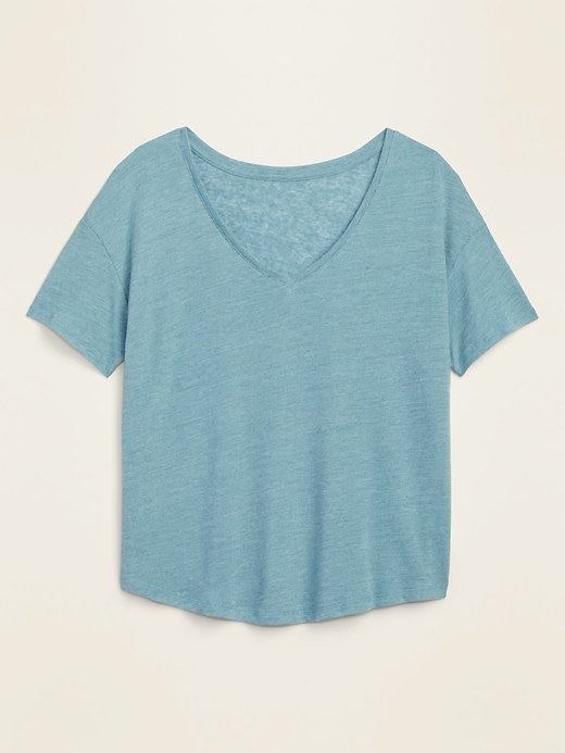 View large product image 1 of 1. Loose-Fit Linen-Blend Easy Tee